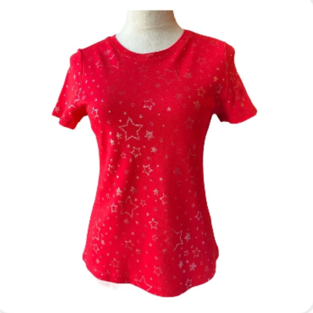 Studio Works Red Tee with Silver Stars - Size PS (1203-6)